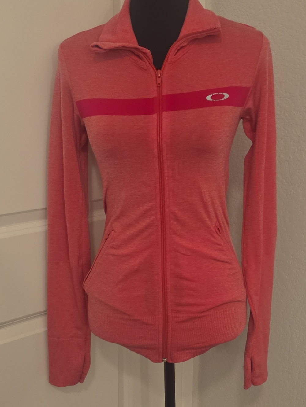 Oakley Red Athletic Top with Black Logo Print